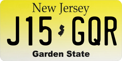 NJ license plate J15GQR
