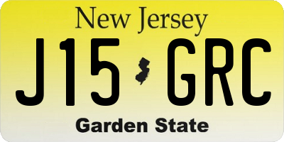 NJ license plate J15GRC