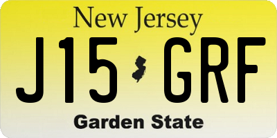NJ license plate J15GRF