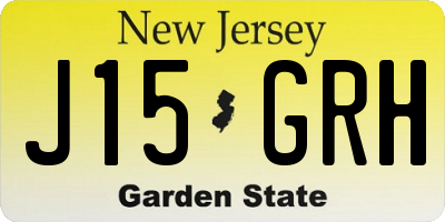 NJ license plate J15GRH