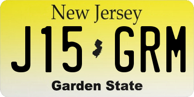 NJ license plate J15GRM