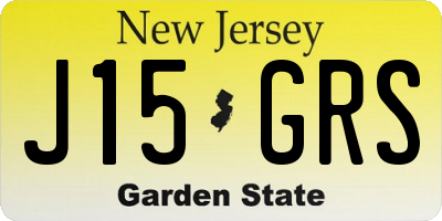 NJ license plate J15GRS