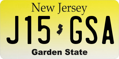 NJ license plate J15GSA