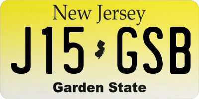 NJ license plate J15GSB