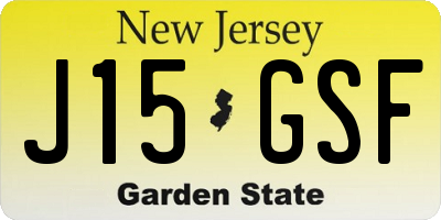NJ license plate J15GSF