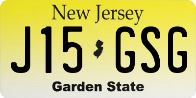 NJ license plate J15GSG