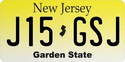 NJ license plate J15GSJ