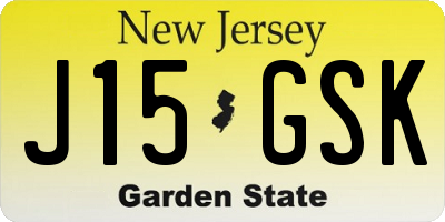 NJ license plate J15GSK