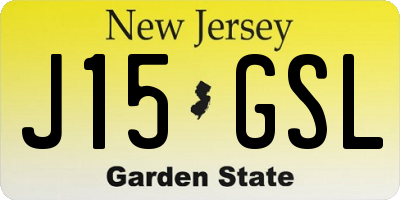 NJ license plate J15GSL