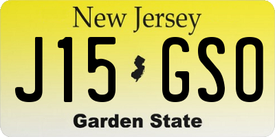 NJ license plate J15GSO
