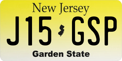 NJ license plate J15GSP