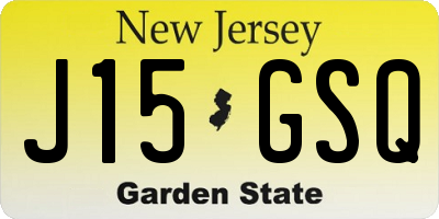 NJ license plate J15GSQ