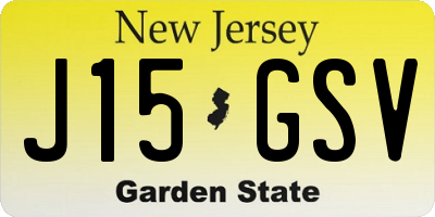 NJ license plate J15GSV