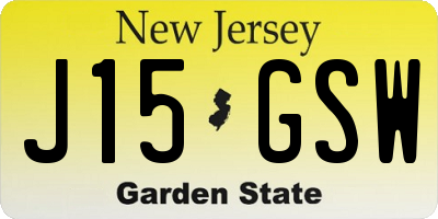 NJ license plate J15GSW