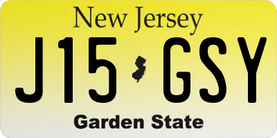 NJ license plate J15GSY
