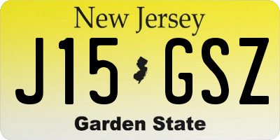 NJ license plate J15GSZ