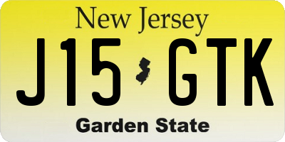 NJ license plate J15GTK