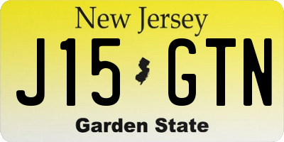 NJ license plate J15GTN