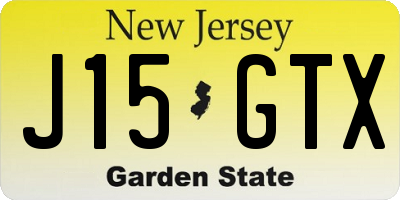 NJ license plate J15GTX