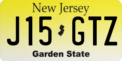 NJ license plate J15GTZ