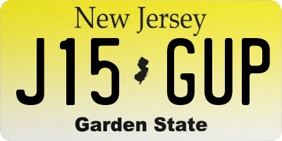 NJ license plate J15GUP