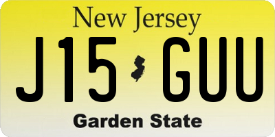 NJ license plate J15GUU