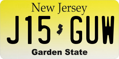 NJ license plate J15GUW