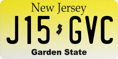 NJ license plate J15GVC