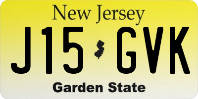 NJ license plate J15GVK
