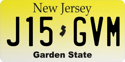 NJ license plate J15GVM