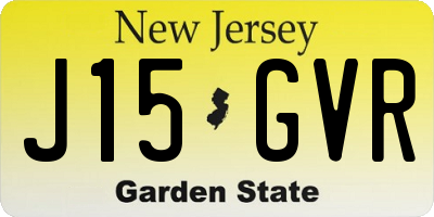 NJ license plate J15GVR