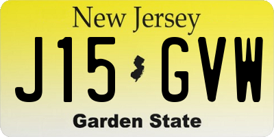 NJ license plate J15GVW
