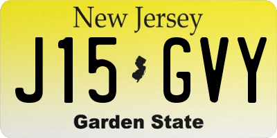NJ license plate J15GVY