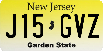 NJ license plate J15GVZ