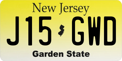 NJ license plate J15GWD