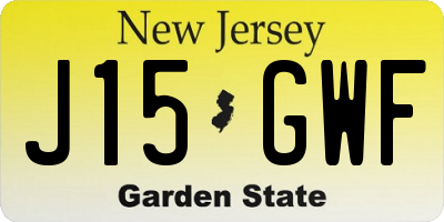 NJ license plate J15GWF