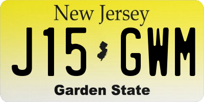 NJ license plate J15GWM