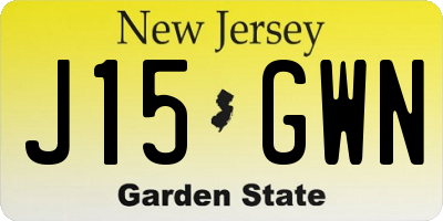 NJ license plate J15GWN