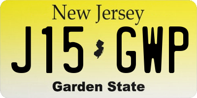 NJ license plate J15GWP