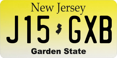 NJ license plate J15GXB