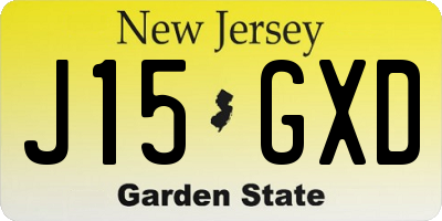 NJ license plate J15GXD