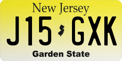 NJ license plate J15GXK