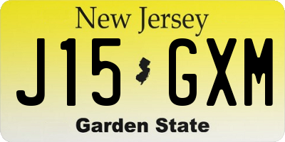 NJ license plate J15GXM