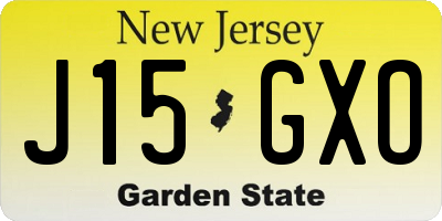 NJ license plate J15GXO