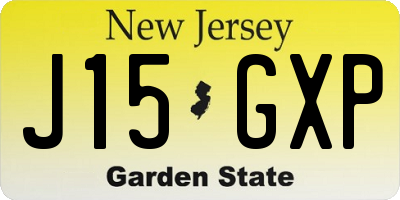 NJ license plate J15GXP
