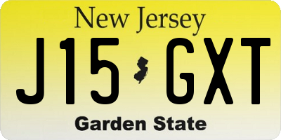 NJ license plate J15GXT