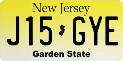 NJ license plate J15GYE