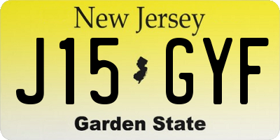 NJ license plate J15GYF