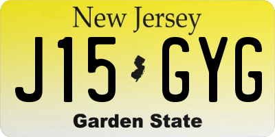 NJ license plate J15GYG
