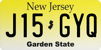 NJ license plate J15GYQ